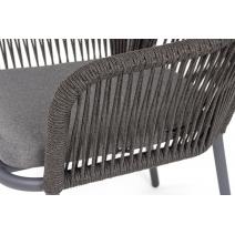  "Лион" стул плетеный из роупа, каркас из стали темно-серый (RAL7024) муар, роуп темно-серый круглый, ткань темно-серая 027, фото 7 