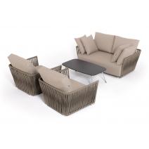  "Форли" лаунж-зона 4-местная плетеная из роупа (веревки), каркас алюминиевый светло-серый, роуп серо-коричневый, фото 31 