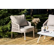  "Верона" лаунж-зона 5-местная плетеная из роупа (веревки), каркас алюминиевый белый, роуп бежевый, фото 16 