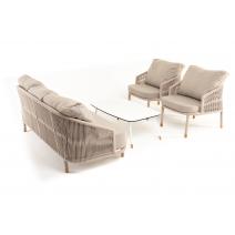  "Верона" лаунж-зона 5-местная плетеная из роупа (веревки), каркас алюминиевый белый, роуп бежевый, фото 71 