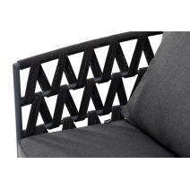  "Диего" диван 2-местный плетеный из роупа, каркас алюминий темно-серый (RAL7024) муар, роуп темно-серый круглый, ткань темно-серая 027, фото 6 