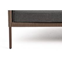  "Канны" диван 2-местный плетеный из роупа, каркас алюминий коричневый (RAL8016) муар, роуп коричневый круглый, ткань темно-серая 027, фото 7 