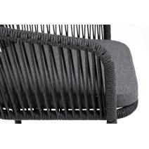  "Марсель" стул барный плетеный из роупа, каркас из стали темно-серый (RAL7024) муар, роуп темно-серый круглый, ткань темно-серая 027, фото 5 