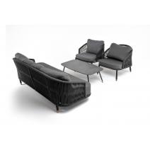  "Верона" лаунж-зона 5-местная плетеная из роупа (веревки), каркас алюминиевый темно-серый, роуп темно-серый, фото 18 