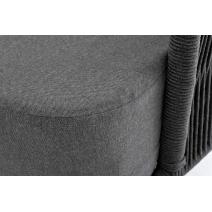  "Верона" диван 3-местный плетеный из роупа, каркас алюминий темно-серый (RAL7024) муар, роуп темно-серый круглый, ткань темно-серая 027, фото 5 