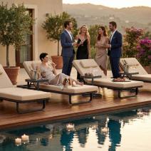  Шезлонг КОСТА С на колесах, каркас карбон, матрас бежевый (с подушкой), фото 5 