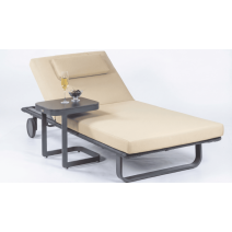  Шезлонг КОСТА С на колесах, каркас карбон, матрас бежевый (с подушкой), фото 6 