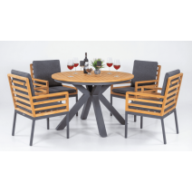  Стол круглый обеденный AMATO карбон, тик, фото 5 