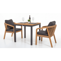  Стол обеденный ТЕЛЛА алюминий, тик 80x80 см (4 ножки), фото 3 