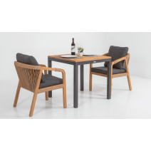  Стол обеденный ТЕЛЛА алюминий, тик 80x80 см (4 ножки), фото 4 