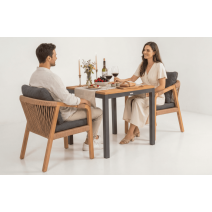  Стол обеденный ТЕЛЛА алюминий, тик 80x80 см (4 ножки), фото 7 