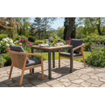  Стол обеденный ТЕЛЛА алюминий, тик 80x80 см (4 ножки), фото 9 