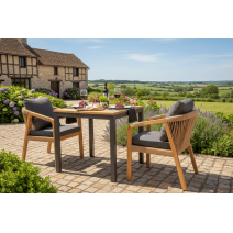  Стол обеденный ТЕЛЛА алюминий, тик 80x80 см (4 ножки), фото 10 