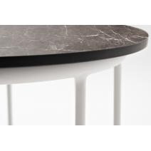  "Эквадор" журнальный стол из HPL круглый Ø40 H55, каркас из алюминия белый муар, цвет столешницы "серый мрамор", фото 2 