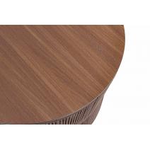  "Авиньон" журнальный стол из HPL круглый Ø70 H55, каркас из алюминия коричневый (RAL8016) муар, цвет "дуб", роуп коричневый круглый, фото 2 