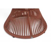  "Мадрид" журнальный стол из HPL круглый Ø50 H55, каркас из алюминия коричневый (RAL8016) муар, цвет "дуб", роуп красный (8372) круглый tex, фото 4 