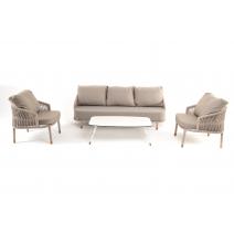  "Верона" лаунж-зона 5-местная плетеная из роупа (веревки), каркас алюминиевый белый, роуп бежевый, фото 56 