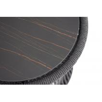  "Романо" журнальный стол из HPL круглый Ø45 H47, каркас из алюминия черный муар, цвет "черный мрамор", роуп темно серый круглый, фото 2 