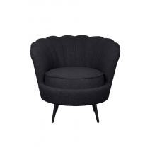  Низкое кресло ракушка Pearl Black Boucle на черных ножках, фото 1 