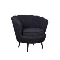  Низкое кресло ракушка Pearl Black Boucle на черных ножках, фото 2 