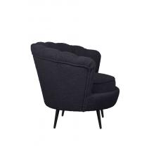  Низкое кресло ракушка Pearl Black Boucle на черных ножках, фото 3 