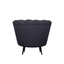  Низкое кресло ракушка Pearl Black Boucle на черных ножках, фото 4 