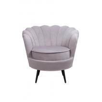  Низкое кресло ракушка Pearl Grey на черных ножках, фото 1 