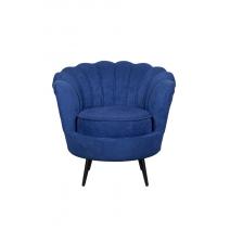  Низкое кресло ракушка Pearl синий на черных ножках, фото 1 