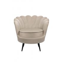  Низкое кресло ракушка Pearl Taupe на черных ножках, фото 1 