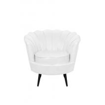  Низкое кресло ракушка Pearl White на черных ножках, фото 1 