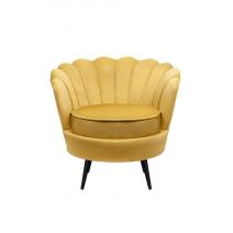  Низкое кресло ракушка Pearl Yellow на черных ножках, фото 1 