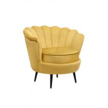  Низкое кресло ракушка Pearl Yellow на черных ножках, фото 2 