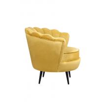  Низкое кресло ракушка Pearl Yellow на черных ножках, фото 3 
