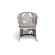  "Романо" стул плетеный из роупа, каркас алюминий белый муар, роуп бежевый круглый, ткань бежевая 15052, фото 3 