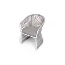  "Романо" стул плетеный из роупа, каркас алюминий белый муар, роуп бежевый круглый, ткань бежевая 15052, фото 4 