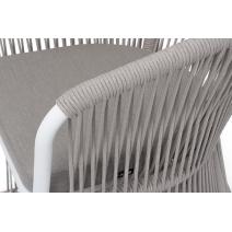  "Романо" стул плетеный из роупа, каркас алюминий белый муар, роуп бежевый круглый, ткань бежевая 15052, фото 6 