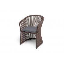  "Романо" стул плетеный из роупа, каркас алюминий коричневый (RAL8016) муар, роуп коричневый круглый, ткань темно-серая 027, фото 1 