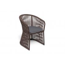  "Романо" стул плетеный из роупа, каркас алюминий коричневый (RAL8016) муар, роуп коричневый круглый, ткань темно-серая 027, фото 2 