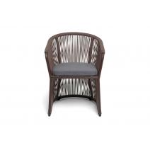  "Романо" стул плетеный из роупа, каркас алюминий коричневый (RAL8016) муар, роуп коричневый круглый, ткань темно-серая 027, фото 3 