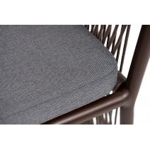  "Романо" стул плетеный из роупа, каркас алюминий коричневый (RAL8016) муар, роуп коричневый круглый, ткань темно-серая 027, фото 7 