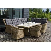  "Бергамо" обеденная группа угловая из искусственного ротанга, цвет соломенный, фото 1 