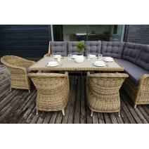  "Бергамо" обеденная группа угловая из искусственного ротанга, цвет соломенный, фото 3 