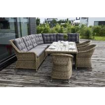  "Бергамо" обеденная группа угловая из искусственного ротанга, цвет соломенный, фото 4 