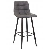  Стул барный DOBRIN NICOLE, черные матовые ножки, серая антрацитовая винтажная экокожа (RU-08), фото 1 