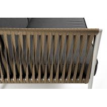  "Касабланка" диван 3-местный плетеный из роупа, каркас алюминий светло-серый (RAL7035) муар, роуп серо-коричневый 23мм, ткань серая 017, фото 5 