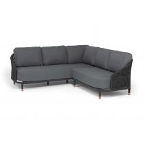  "Верона" диван модульный плетеный из роупа, каркас алюминий темно-серый (RAL7024) муар, роуп темно-серый круглый, ткань темно-серая 027, фото 2 