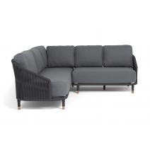  "Верона" диван модульный плетеный из роупа, каркас алюминий темно-серый (RAL7024) муар, роуп темно-серый круглый, ткань темно-серая 027, фото 3 