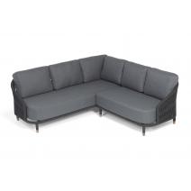  "Верона" диван модульный плетеный из роупа, каркас алюминий темно-серый (RAL7024) муар, роуп темно-серый круглый, ткань темно-серая 027, фото 4 