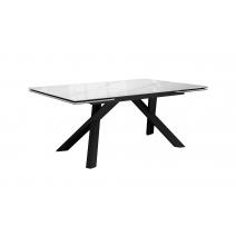  Стол DikLine DKX140 керамика Carrara Gloss (мрамор глянец белый), подстолье черное, опоры черные (2уп.), фото 1 