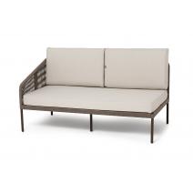  "Канны" правый модуль плетеный из роупа, каркас алюминий коричневый (RAL8016) муар, роуп коричневый круглый, ткань бежевая 15052, фото 1 